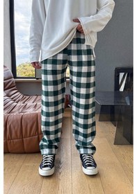 Resim Bel Lastikli Ekose Model Eşofman Altı Yeşil Yeşil 