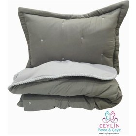 Resim Point Çift Kişilik Yatak Örtüsü Füme Gri 