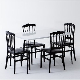 Resim Nero Beyaz Masa 75x110 Cm Miray Siyah Sandalye Mutfak Masa Takımı 