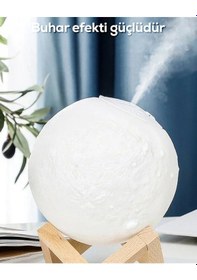 Resim Ay Lambası Hava Nemlendirici Usb Şarjlı Led Işıklı Moon Lamp Humidifier Aromaterapi Buhar Difüzör 