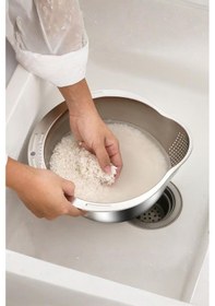 Resim Paslanmaz Çelik Makarna Pirinç Sebze Meyve Yıkama Süzgeci 25x27x11 Cm Karışık 