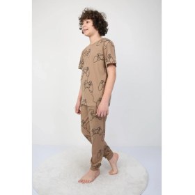 Resim Kısakollu Play Console Desenli Erkek Çocuk Pijama Takımı (Alt-Üst) 