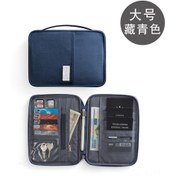 Resim Yifomall Büyük Boy Lacivert Su Geçirmez Pasaport Çantası - Çok Fonksiyonlu Kimlik Kartı Depolama Çantası, Günlük Kullanım İçin Pratik Eldeki Belge Çantası 