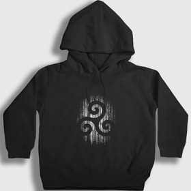 Resim Unisex Çocuk Siyah Triskelion Dizi Teen Wolf Kapüşonlu Sweatshirt 