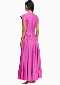 Resim Mannersly Keten Karışımlı Kadın Maxi Elbise - Pembe / 36 
