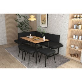 Resim Wood House PAMİR KÖŞE TAKIMI SİYAH-CEVİZ (MUTFAK,BAHÇE,BALKON,OTURMA ODASI) 