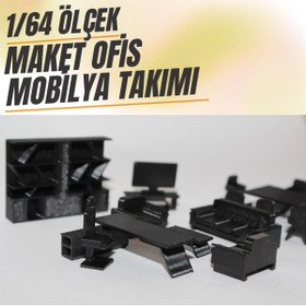 Resim Home 1/64 ölçekli maket diorama diecast model yönetici ofis mobilya takımı 