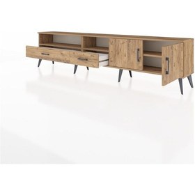 Resim Arges Tv Ünitesi 3 Raflı 2 Çekmeceli 2 Kapaklı 220x30x51 Çam-çam Atlas Çam/atlas Çam - Atlas Çam 