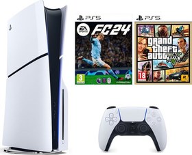 Resim Playstation 5 1 Tb Slim Cd Edition Konsol + Ps5 Gta 5 + Ps5 Fifa 24 Oyunu 