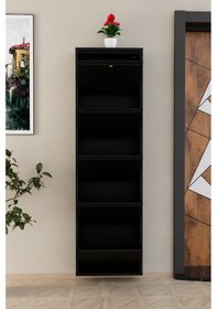 Resim Kilitli 5 Kapaklı Metal Ayakkabılık Siyah Siyah 