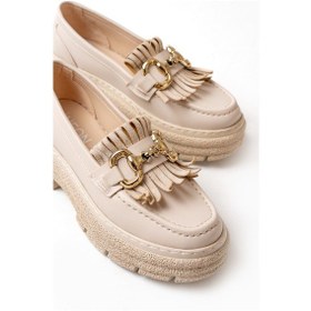 Resim 749-750 Bej Tokalı Günlük Yüksek Tabanlı Loafer Ayakkabı Bej - Siyah 