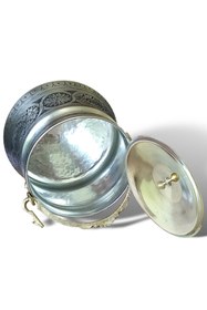 Resim Binbir Trend Işlemeli Eskitme Yoğurt Bakır Bakraç 3 Lt 