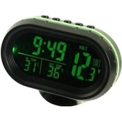 Resim Novahub Dijital Termometre Saat Voltmetre 12v Yeşil-turuncu Işıkvoltaj Test Cihazı 