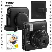 Resim Instax Mini 99 Siyah Fotoğraf Makinesi 20'li Film Kare Albüm Ve Deri Kılıf Seti 