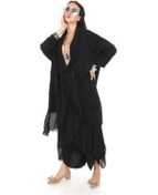 Resim Italyan Büyük Beden Ipek Detaylı Oversize Kaftan & Bluz-9896 Siyah 