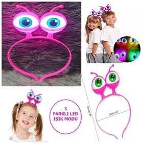 Resim Led Işıklı & Pilli Uzaylı Göz Parti Tacı Pembe Renk 