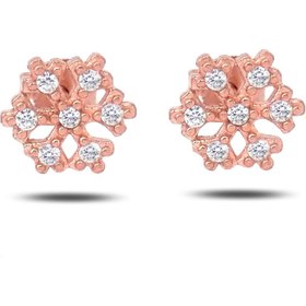 Resim Kadın Kar Tanesi 925 ayar Gümüş Küpe 