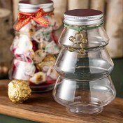 Resim 10'lu Set 500ml Noel Ağacı Şeklinde Kavanozlar - BPA İçermeyen, Kırılmaz PET Kaplar Şeker, Bisküvi, Meyve Suyu & Çikolata İçin - Tatil Hediyeleri & Süslemeleri İçin Mükemmel 