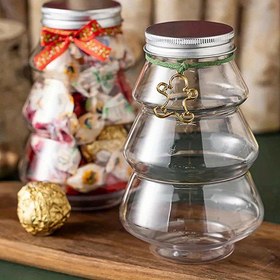 Resim 10'lu Set 500ml Noel Ağacı Şeklinde Kavanozlar - BPA İçermeyen, Kırılmaz PET Kaplar Şeker, Bisküvi, Meyve Suyu & Çikolata İçin - Tatil Hediyeleri & Süslemeleri İçin Mükemmel 