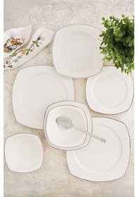 Resim Karaca Adelia Porselen 24 Parça 6 Kişilik Yarım Kare Yemek Takımı Platinum 