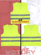 Resim MOTOFY Motosiklet Reflektörlü İkaz ve Görünürlük Yeleği (3 ADET) 