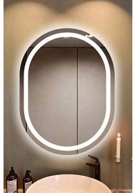 Resim 80 X 60 Beyaz Çağdaş Aydınlatmalı Banyo Aynası Antre & Lavabo Üstü Diğer 