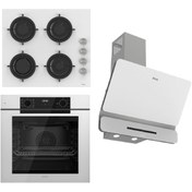 Resim Ferre STEAMART-FRYART-SILENTART Serisi Beyaz Set (CS206 + QEP63CB +D081-SA ) - Emaye Izgara 