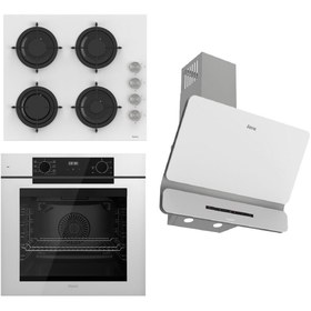 Resim Ferre STEAMART-FRYART-SILENTART Serisi Beyaz Set (CS206 + QEP63CB +D081-SA ) - Emaye Izgara 