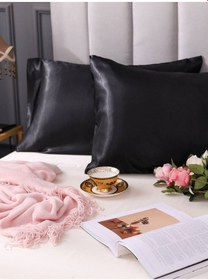 Resim Siyah Ipek Saten Yastık Kılıfı 50 X 70 2'Li N11.770 