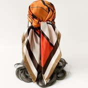 Resim Kadınlar için Retro Geometrik Çiçekli Eşarp & Kare Hicab Bandana - Turuncu/Beyaz/Siyah/Altın, Yumuşak Dayanıklı Kumaş, Günlük ve Resmi Kıyafetler İçin Çok Yönlü Baş Örtüsü, Makinede Yıkanabilir, İpek Gibi Dokulu Hijab Eşarpları 