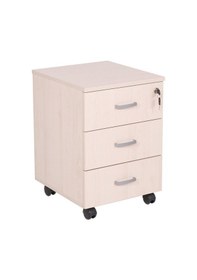 Resim Ofisbazaar 3 Çekmeceli Kilitli Tekerlekli Keson 60x45x40 Cm 18 Mm Suntalam - Akçaağaç 