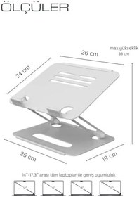 Resim Basic 2 Tüm Modellerle Uyumlu Metal Kolay Ayarlanır Katlanabilir Beyaz Laptop Standı Yükseltici 