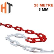 Resim Hayat Trafik Plastik Zincir Kırmızı-Beyaz (Kalın 8mm) 25 metre 