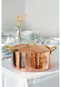 Resim Bakır Modern Tencere Derin Model 24 CM Bakır Renk 