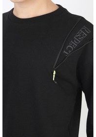 Resim Mevsimlik Respect Baskılı 2 İplik %100 Pamuk 2 İplik Uzun Kollu Erkek Çocuk Sweatshirt-90934 Siyah 