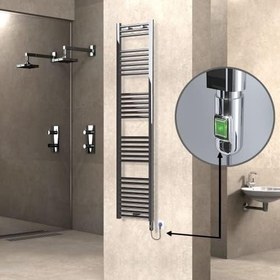 Resim Haiti Elektrikli Havlupan 400x1800 Düz Krom (On/Off Düğmeli) 300 Watt 