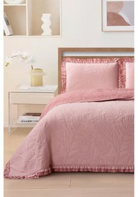 Resim Madrid Elyaf Dolgulu Çift Kişilik 240x260 Cm Yatak Örtüsü Pudra Pudra 