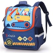 Resim Turcoshop11 Kazıcı İnşaat Aracı Sırt Çantası Gökyüzü Mavi Fermuarlı Okul Çantası Ayarlanabilir Askılı Hafif Kreş Çantası 5 Yaş Anaokulu Temalı Kolay Temizlenebilir Gök Mavisi 