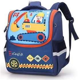 Resim Turcoshop11 Kazıcı İnşaat Aracı Sırt Çantası Gökyüzü Mavi Fermuarlı Okul Çantası Ayarlanabilir Askılı Hafif Kreş Çantası 5 Yaş Anaokulu Temalı Kolay Temizlenebilir Gök Mavisi 