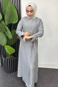 Resim Tesettür Diyarı Kadın Sofya Keten Eteği Bağlamalı Takım 