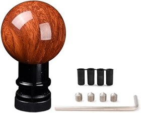 Resim XhuangTech Ahşap Tahıl Araba Vites Topuzu, Çoğu Manuel Otomatik Araba için Yuvarlak Bilyalı Alüminyum Araba Vites Değiştirme Topuzu, 3 Adaptörlü Vites Kolu Kolu Düğmesi 8 mm 10 mm 12 mm (Kırmızı) 