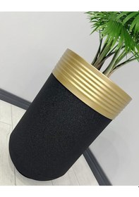 Resim Elegant Dekoratif Eskitme Darbuka Siyah Saksı 70cm 