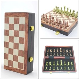 Resim Mena Rise Ahşap Kutulu Metal Taşlı Hazneli Satranç Takımı ALK4226 ( Lisinya ) 