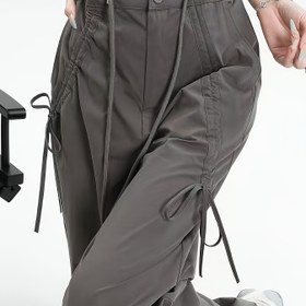 Resim Kadın Hafif Kargo Pantolon - Fermuarlı, Bol Kesim Düz Paça Pantolon, Günlük ve Resmi Kombinler için Esnemeyen Kumaş - İlkbahar/Sonbahar Günlük Pantolon, Çok Yönlü Giyim, İlkbahar Modası, Dayanıklı Yapı, Ofis Giyimi, kadın pantolon modelleri, siyah pantolon 