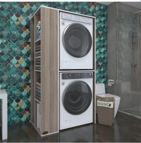 Resim Kenzlife Çamaşır-Kurutma Makinesi Dolabı Demyan Sol Crd 180*090*60 Banyo Kapaksız Arkalıksız Çok Renkli 