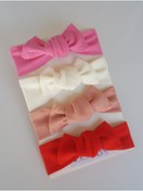 Resim swan butik Kız Çocuk Bebek Bandana Toka Seti 4'lü Somon Krem Pembe Kırmızı 