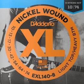 Resim D'Addario EXL140-8 XL Nickel 8 Telli Elektro Gitar Teli - Light/Heavy (10-74) 