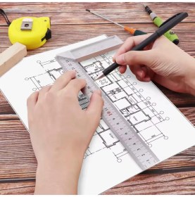 Resim Marangoz Mimar Çok Açılı Gönye Cetvel Geometri Alüminyum Ölçüm Çizim Cetveli Gönye 