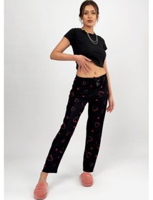 Resim Kadın Kadife Pijama Altı Eşofman Pamuklu Fuşya 