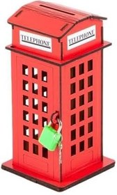 Resim Ahşap Kumbara London Telefon Kulübesi 16 cm 